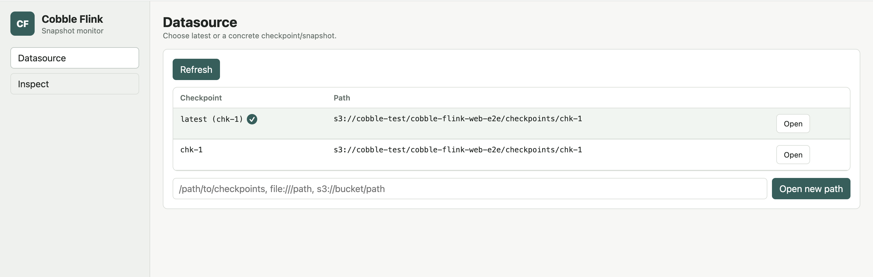 Datasource page